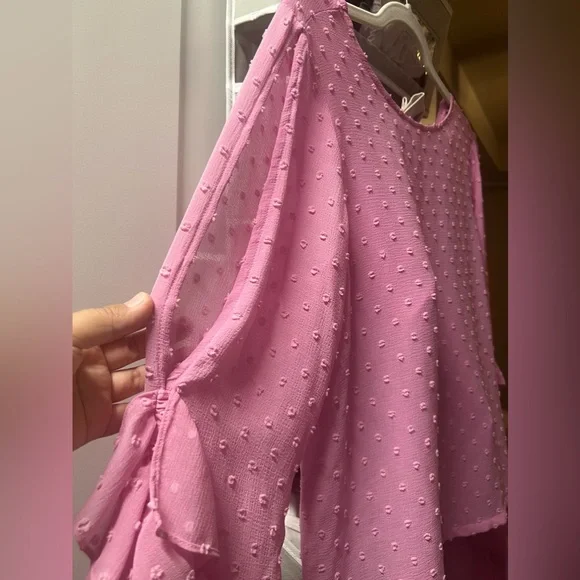 New lilac/pinkish ruffle top - Picture 2 of 5